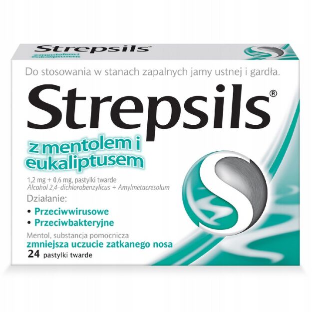 Strepsils menthol+eukaliptus x 24past.