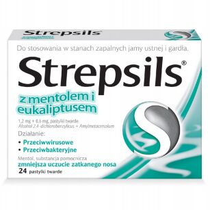 Strepsils menthol+eukaliptus x 24past.